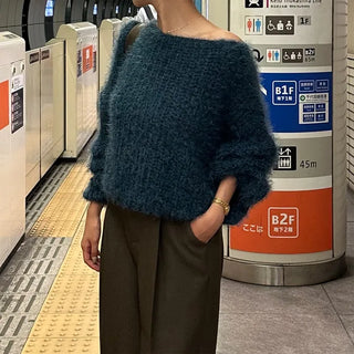 Fluffy Boat Neck Knit