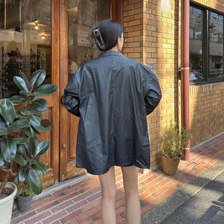 Faux Leather Oversized Coat Jacket