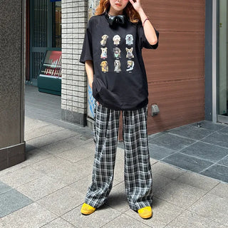 Pintuck check pants