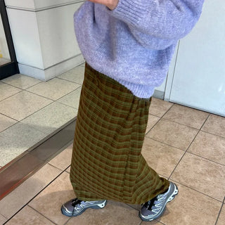 Classic check long skirt