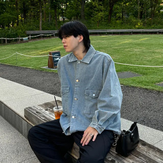 (Unisex) Out-pocket denim jacket