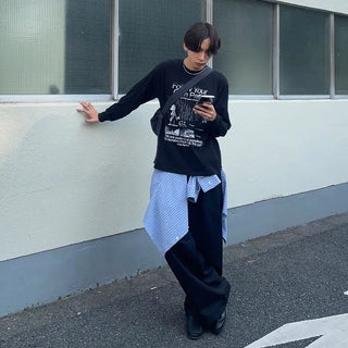 Vintage print long-sleeved T-shirt