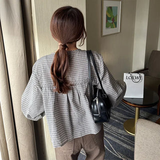 Ribbon check blouse