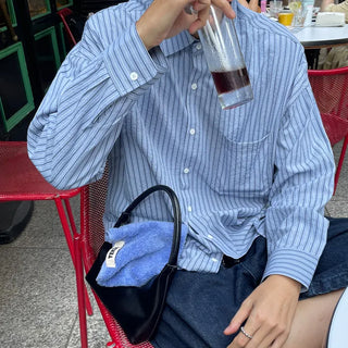 Two-tone striped pocket shirt