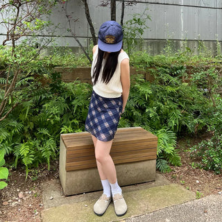 Checked chiffon mini dress