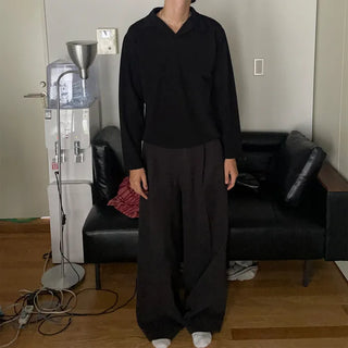 Basic open-collar T-shirt