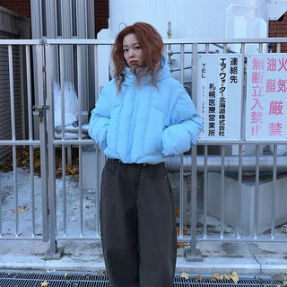Colorful Hooded Cropped Padded Jumper
