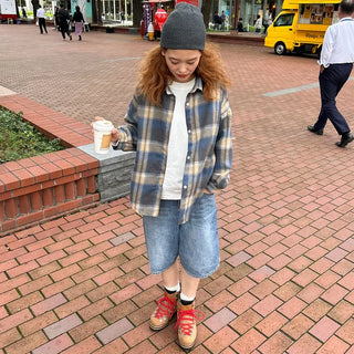 (Unisex) Casual Ombre Check Shirt