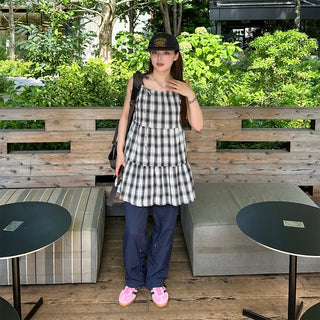 Checked tiered dress