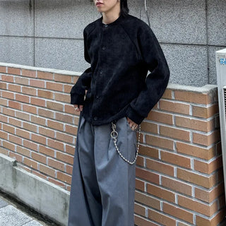 (Unisex) Checkered Cropped Knit Cardigan