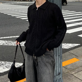 (Unisex) Double Zip-Up Fisherman Knit