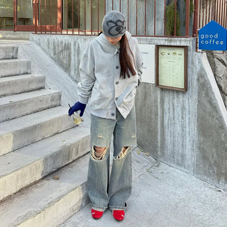 (Unisex) Button-up Hooded Parka