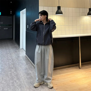 (Unisex) Gathered Zip-Up Hoodie