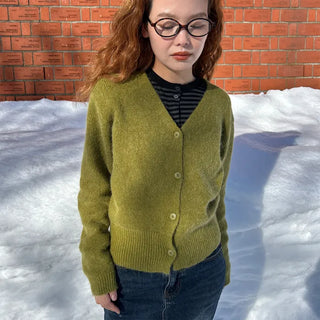 V-neck light wool cardigan