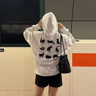 Cat back print hooded sweatshirt