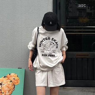 Printed oversized sweatshirt set