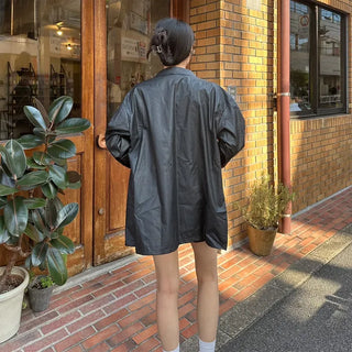 Faux Leather Oversized Coat Jacket