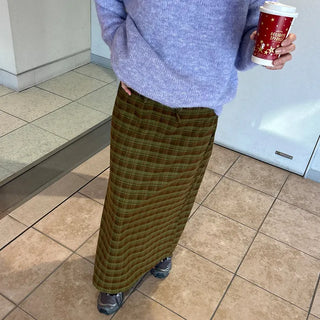 Classic check long skirt