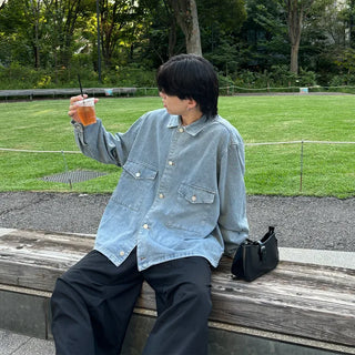 (Unisex) Out-pocket denim jacket