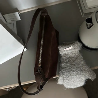 Suede shoulder bag