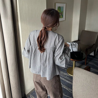 Ribbon check blouse