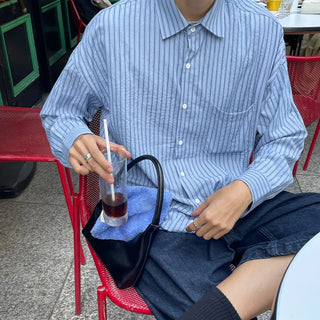 Two-tone striped pocket shirt