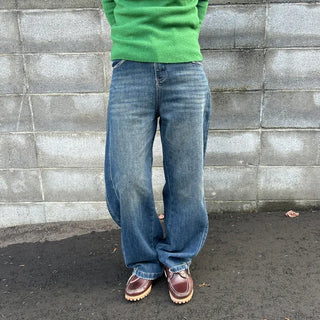 Semi-wide leg denim pants