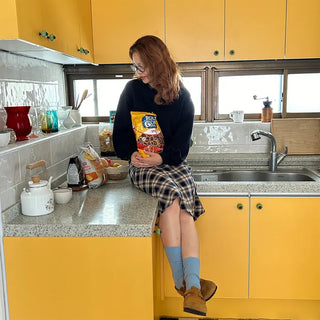 Vintage check layered banding skirt