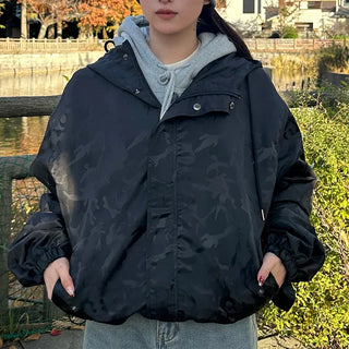(Unisex) Camouflage Hooded Windbreaker