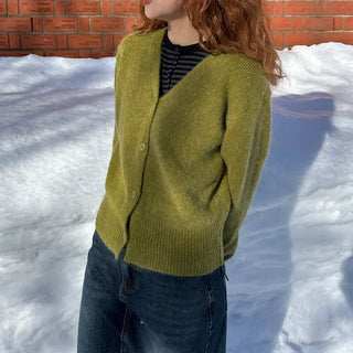 V-neck light wool cardigan