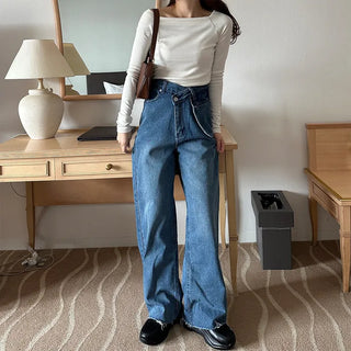 Asymmetrical denim pants