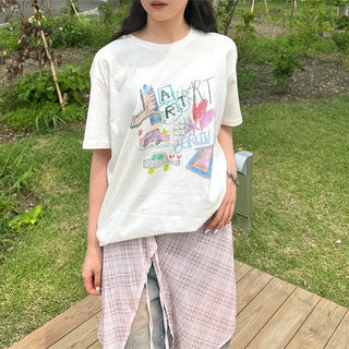 Checked layered skirt