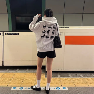 Cat back print hooded sweatshirt