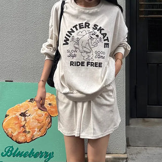 Printed oversized sweatshirt set