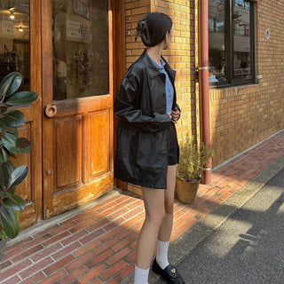 Faux Leather Oversized Coat Jacket