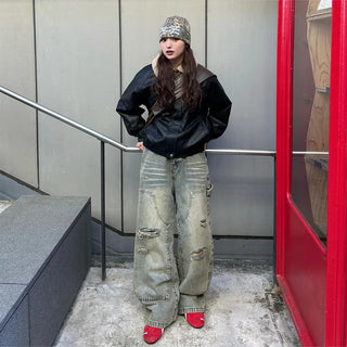 (Unisex) Vintage Wash Denim Pants