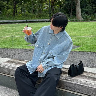 (Unisex) Out-pocket denim jacket
