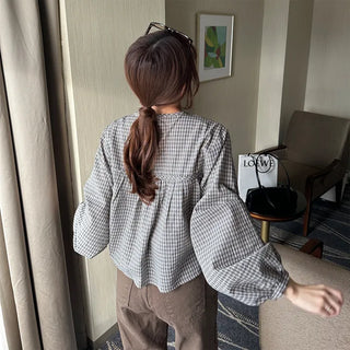 Ribbon check blouse