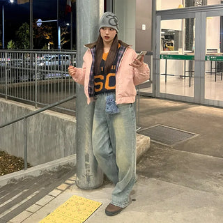 (Unisex) Vintage Wash Wide Fit Denim