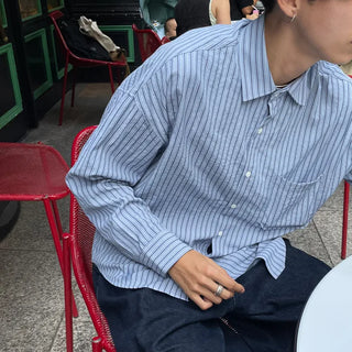 Two-tone striped pocket shirt