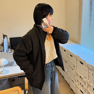 Zip-up nylon boa jacket