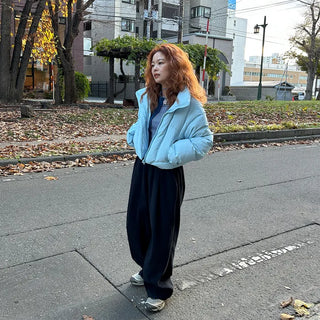 Colorful Hooded Cropped Padded Jumper
