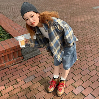 (Unisex) Casual Ombre Check Shirt