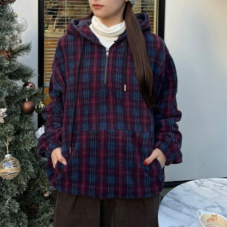 (Unisex) Lulu Check Fleece Hood