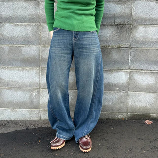 Semi-wide leg denim pants