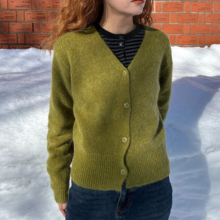 V-neck light wool cardigan