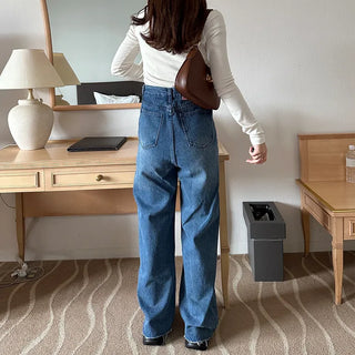 Asymmetrical denim pants
