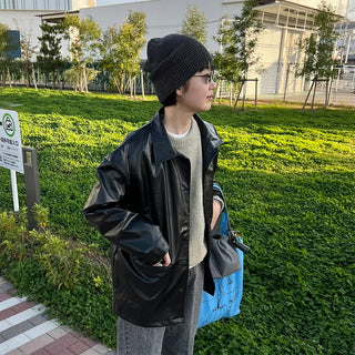 Long leather jacket