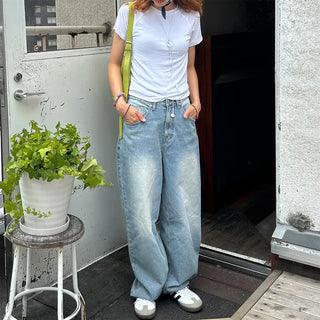 Wide denim pants