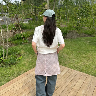 Checked layered skirt